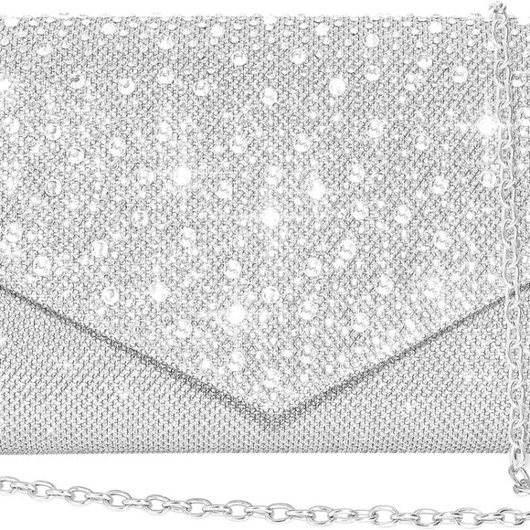 Women Evening Bag Clutch Rhinestone Envelope Party Purse Bridal Prom Gift - Picture 1 of 7